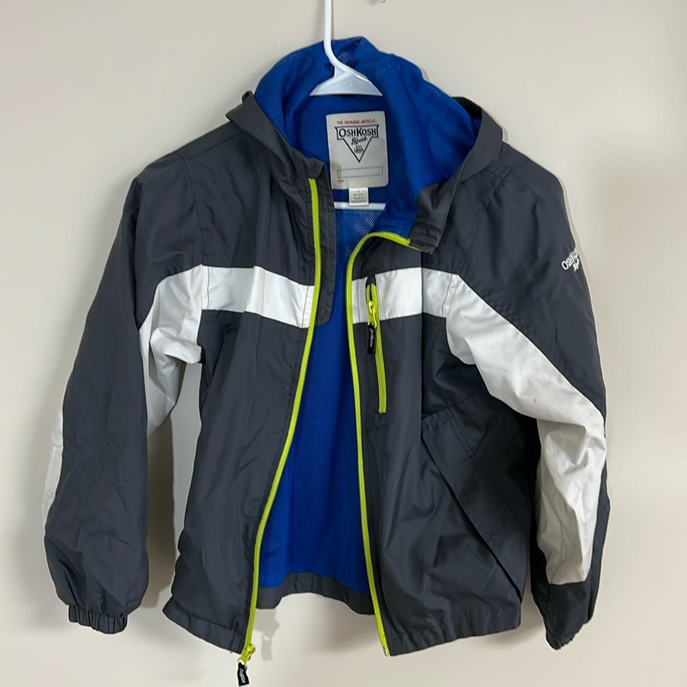 OshKosh B'gosh Gray, White & Blue Kids Jacket with Lime Trim